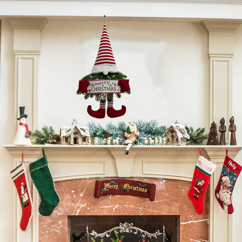 Christmas Gnome Garland Pendant — Hanging Pine Ornament, Red