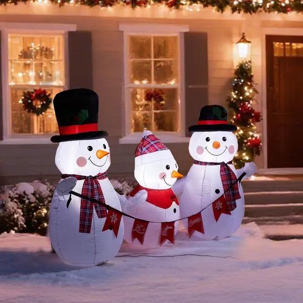 6.2FT Lighted Christmas Inflatable Snowman Family — Blow-Up Yard Decor with LED Lights