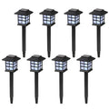 Solar Garden Torch Lights 8-Pack — White LED Landscape Stakes