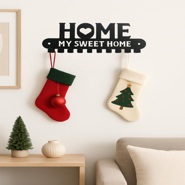 Holiday Wall Key Holder — Iron Hooks Entryway Organizer