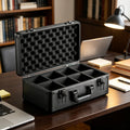 Graded Card Carrying Case — 4-Slot Aluminum with Key Lock & Foam Dividers