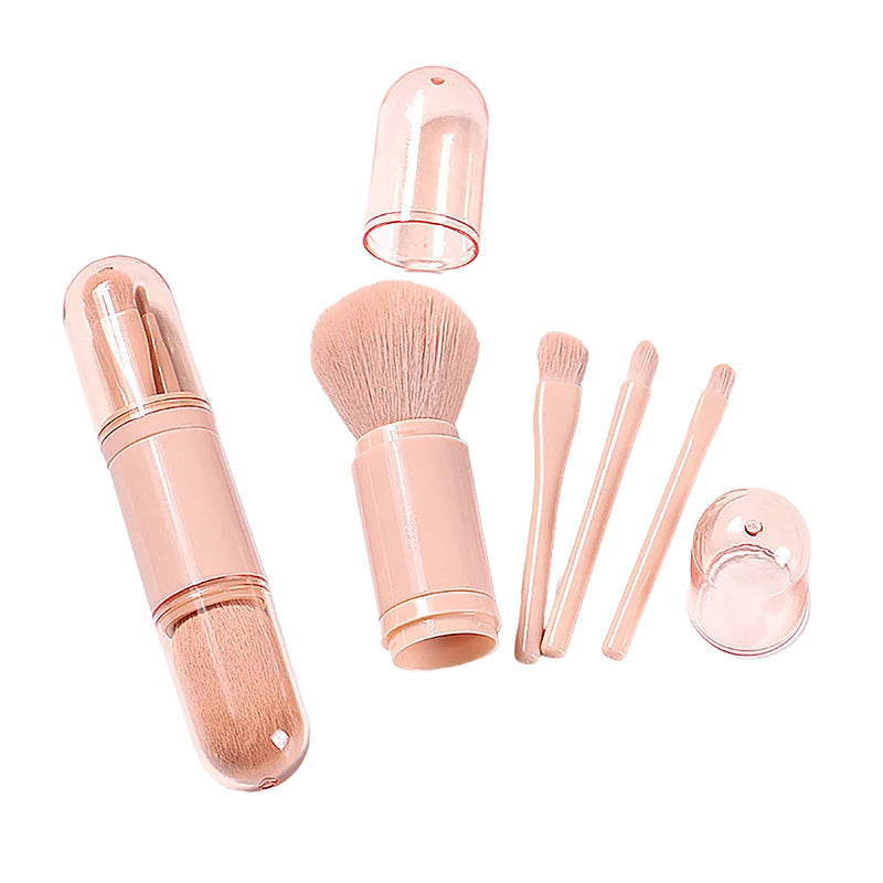 4-in-1 Portable Makeup Brush Set — Pink