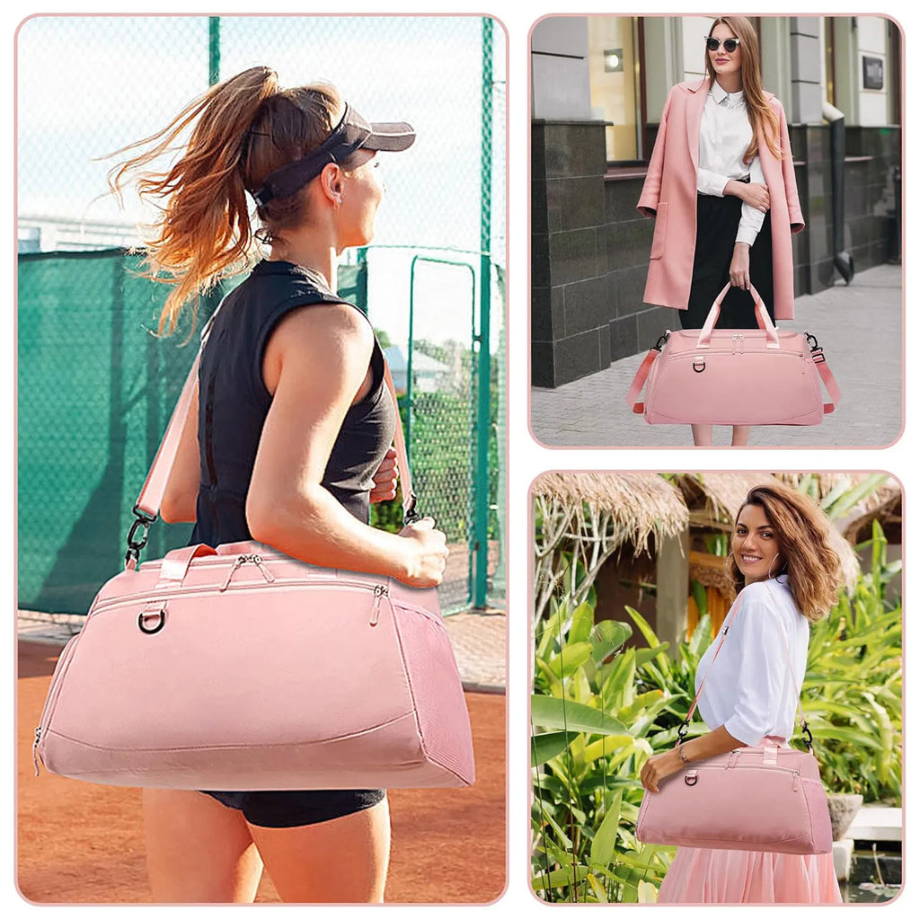 Gym Duffle Bag 37L with Shoe Compartment — Pink