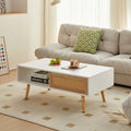 Rattan Coffee Table 41in — White