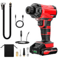 Cordless Tire Inflator 150PSI — Rechargeable Air Pump with LED Light, Red
