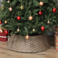 Rustic Christmas Tree Collar 27in — Woven Basket-Style Skirt, Coffee
