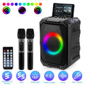 Portable Party Speaker — 80W Bluetooth Speaker with LED Lights & 2 Wireless Mics
