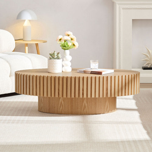 Handmade Drum Coffee Table — Natural Ash Wood