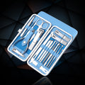 Manicure & Pedicure Set 19-in-1 — Stainless Grooming Kit, Blue Case
