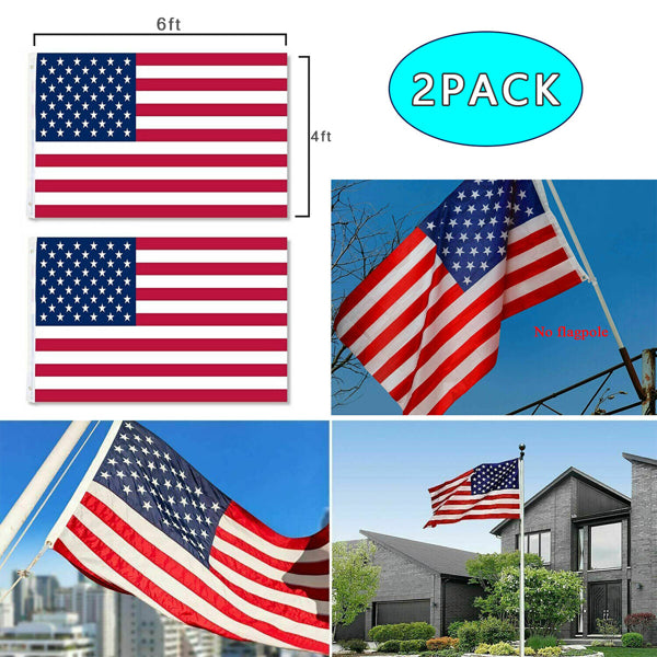 American Flag 4x6 FT — 2-Pack, Nylon with Brass Grommets