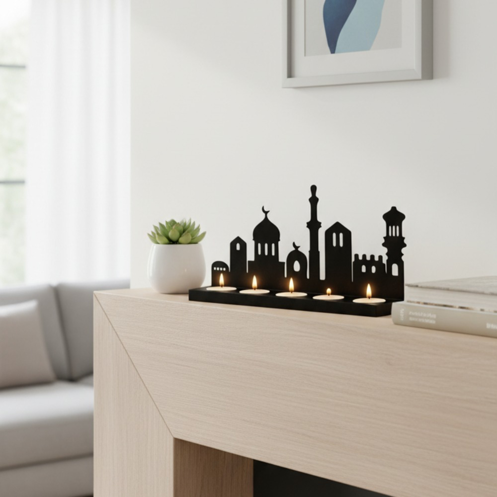 Skyline Wall Key Holder — 4 Hooks, Matte Black