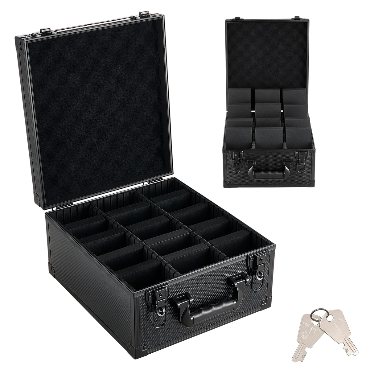 Graded Card Storage Case 3-Row — Fits 150 Slabs, Key Lock, 12 Dividers