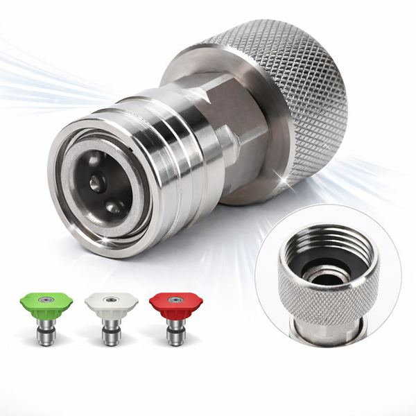 Garden Hose to Pressure Washer Adapter — 3/4in GHT to 1/4in Quick Connect, Stainless