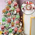 Peppermint Christmas Ornaments 24-Pack — Wooden Lollipop Hanging Decor