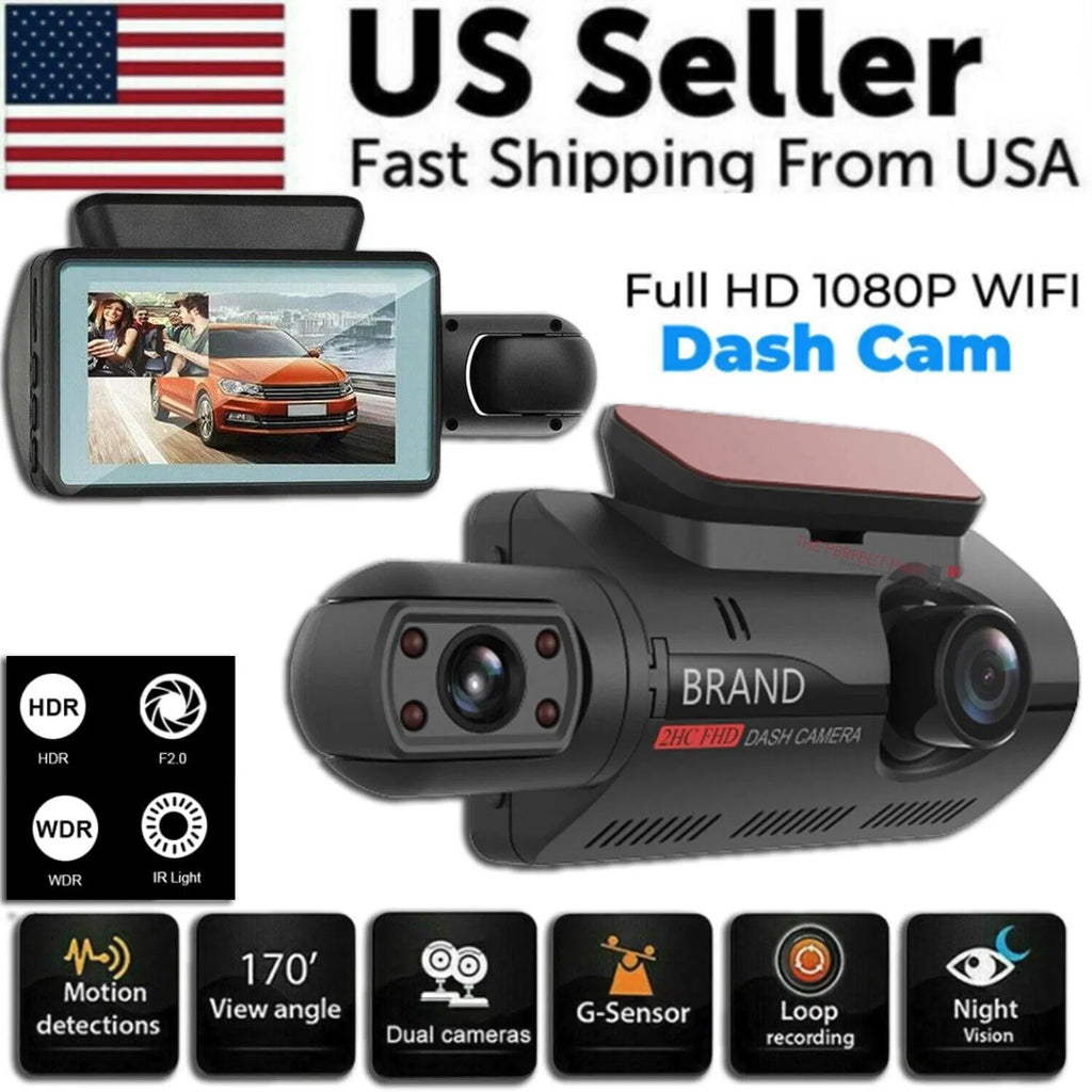 1080P Dual Dash Cam — Front + Cabin Camera with G-Sensor