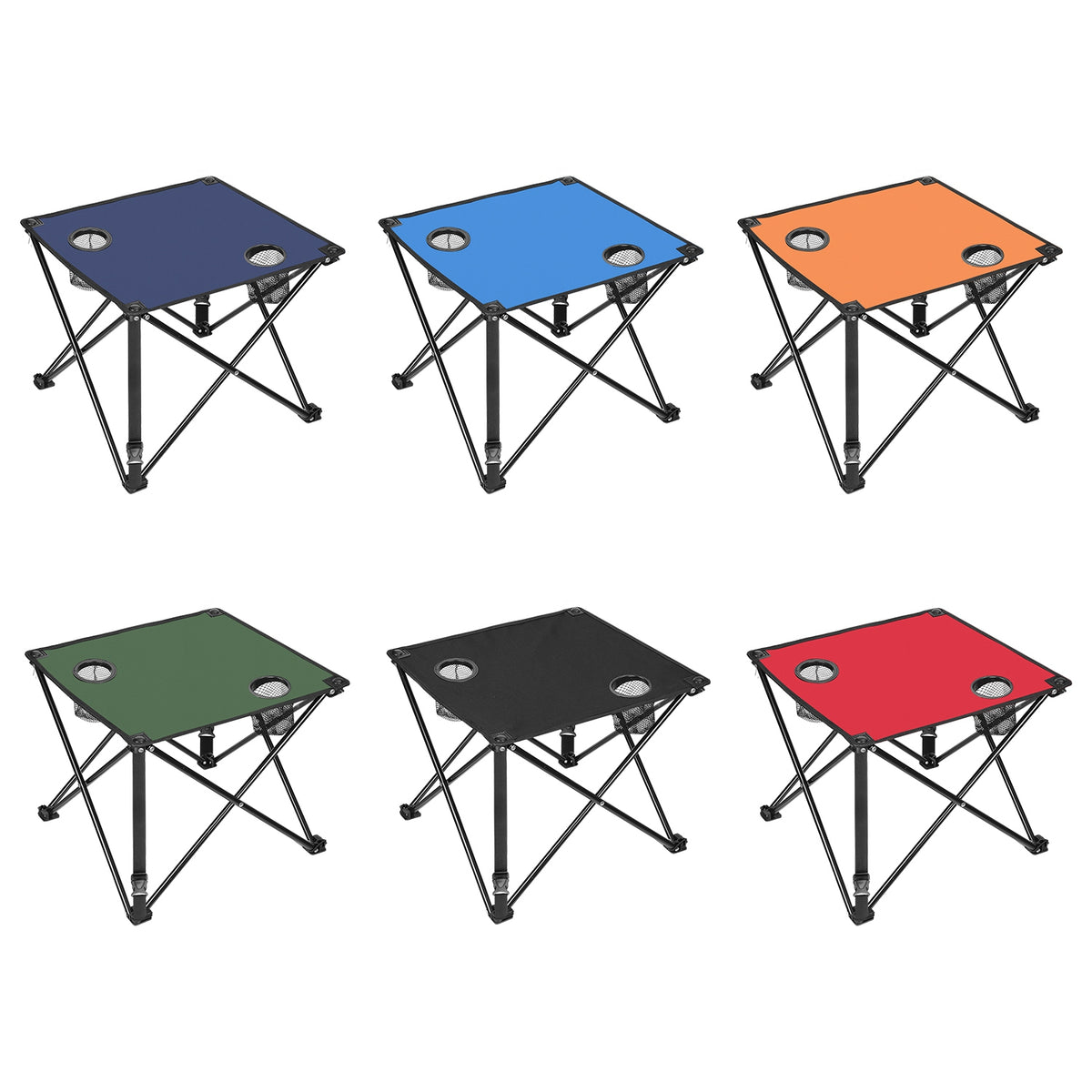 Foldable Camping Table — Portable Picnic Table with Cup Holders (Navy)