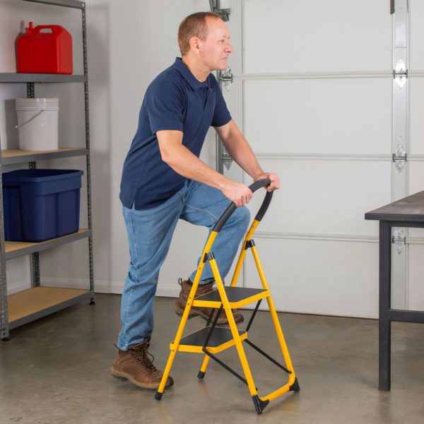 2-Step Metal Ladder with Foot Grip + Foam Handle — 2-Pack
