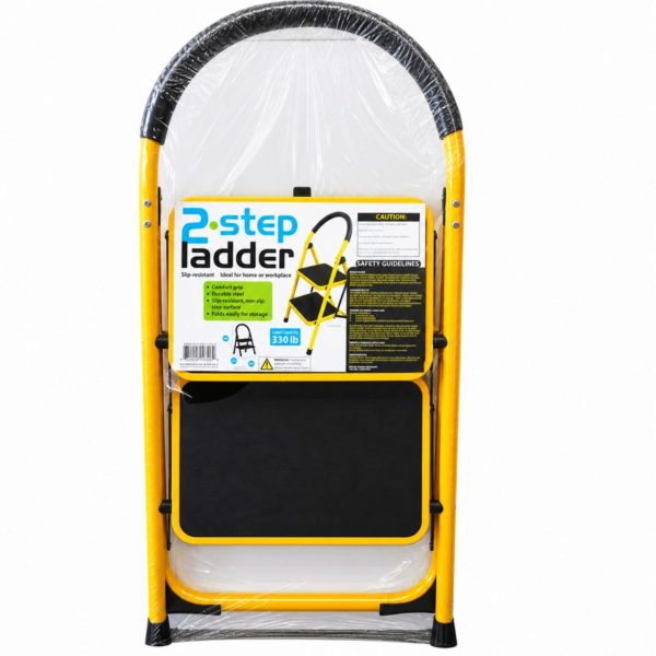 2-Step Metal Ladder with Foot Grip + Foam Handle — 2-Pack
