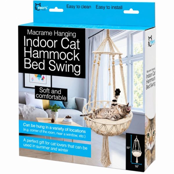 Macrame Hanging Cat Hammock — Indoor Cat Bed Swing — 2-Pack