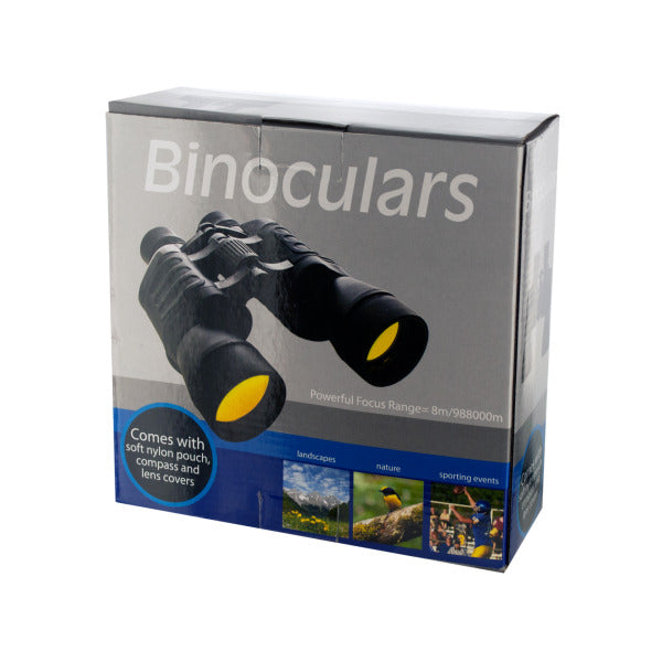 Binoculars with Compass + Pouch — 2-Pack