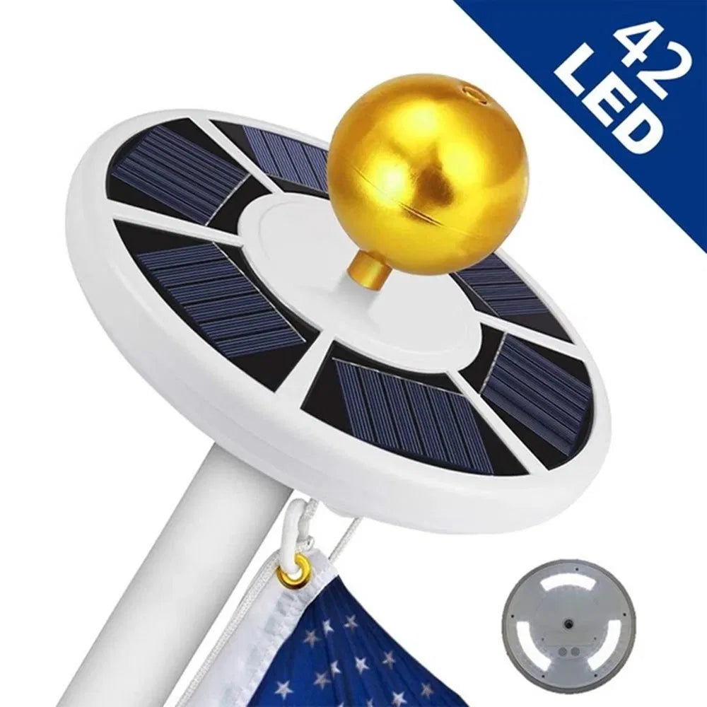 Solar Flagpole Light — 42 LED, Waterproof