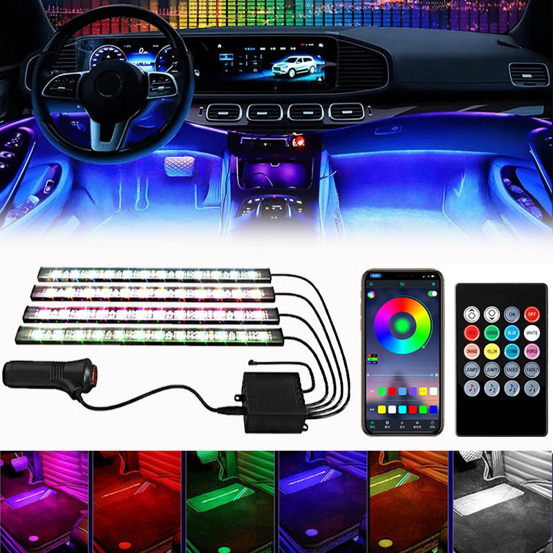 Car Interior LED Strip Lights Kit — RGB, App & Remote Control