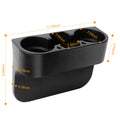 Car Seat Gap Organizer — Console Side Pocket with Cup Holder, Black