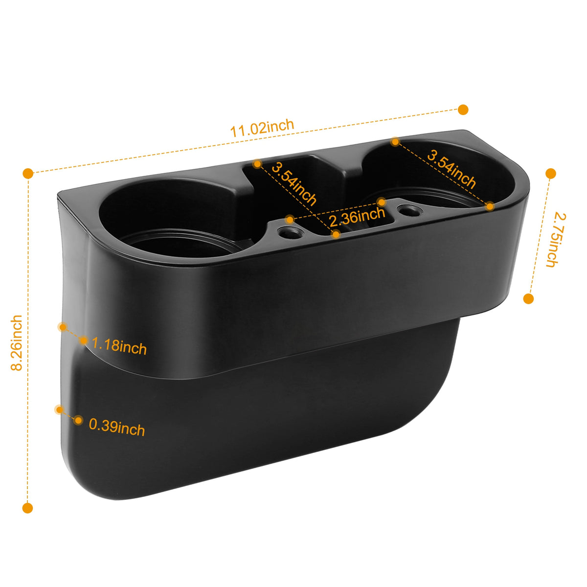 Car Seat Gap Organizer — Console Side Pocket with Cup Holder, Black