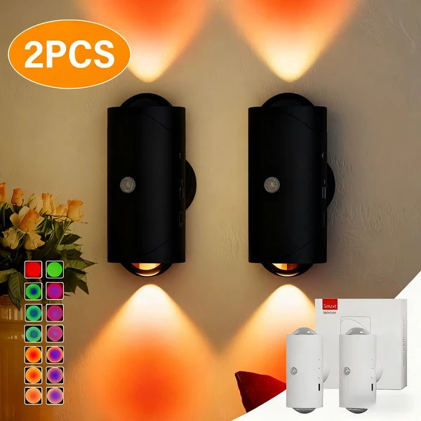 LED Motion Sensor Night Light 2-Pack — 7 Colors, Magnetic, Rechargeable