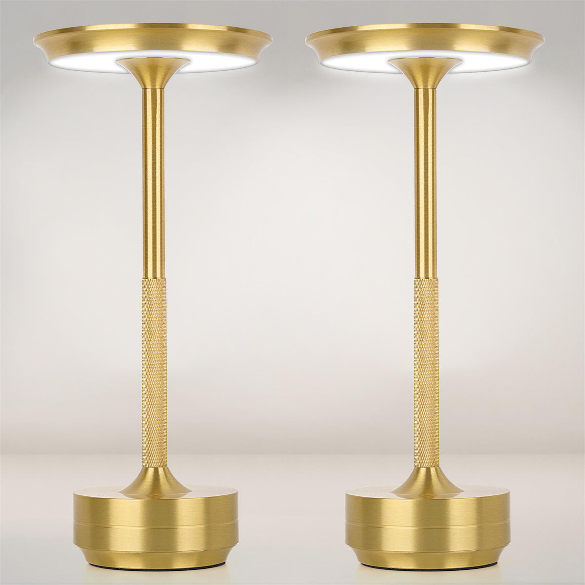 Cordless Table Lamps 2-Pack — Rechargeable Touch Lamps, Gold