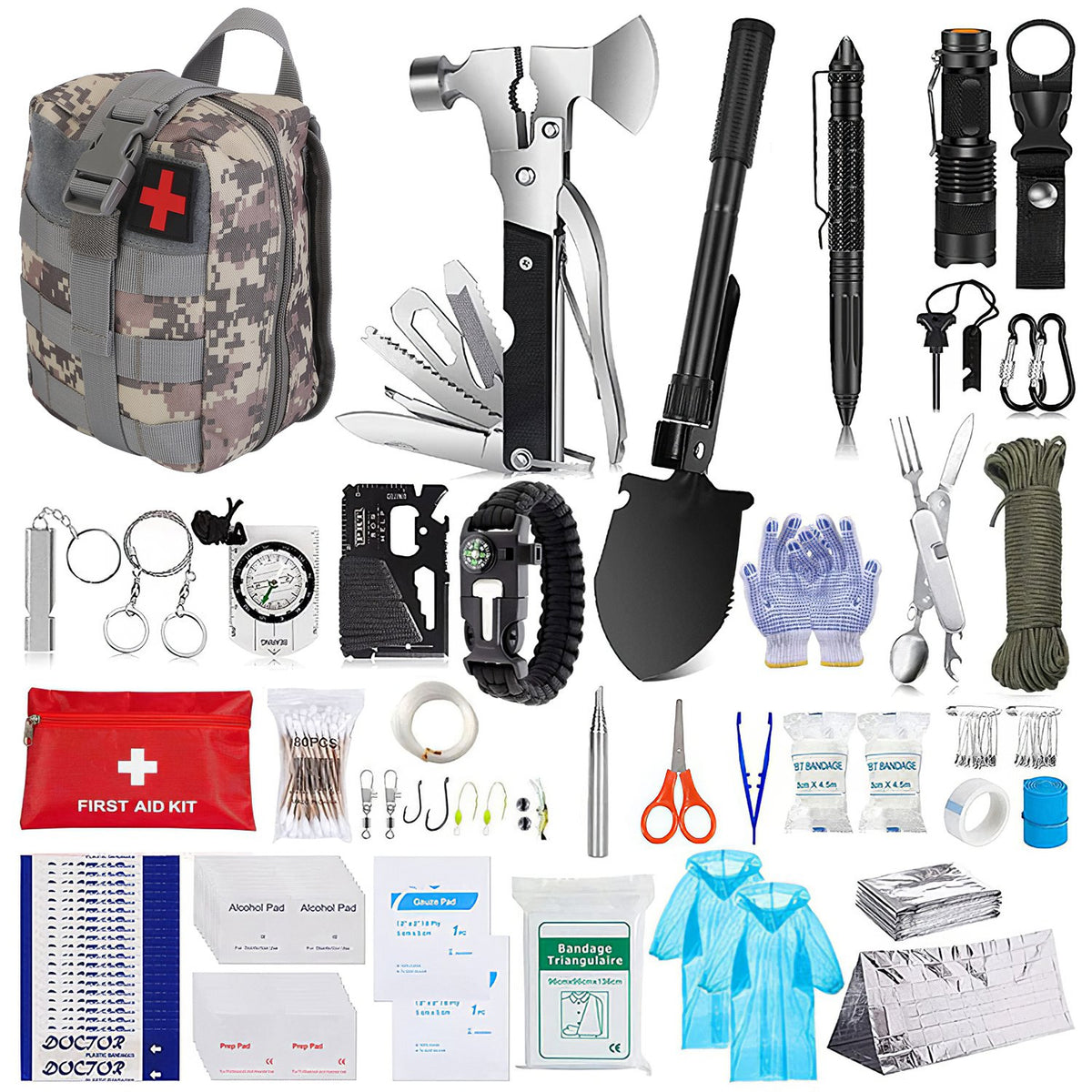 125-Pc Survival Kit — Emergency Gear + First Aid