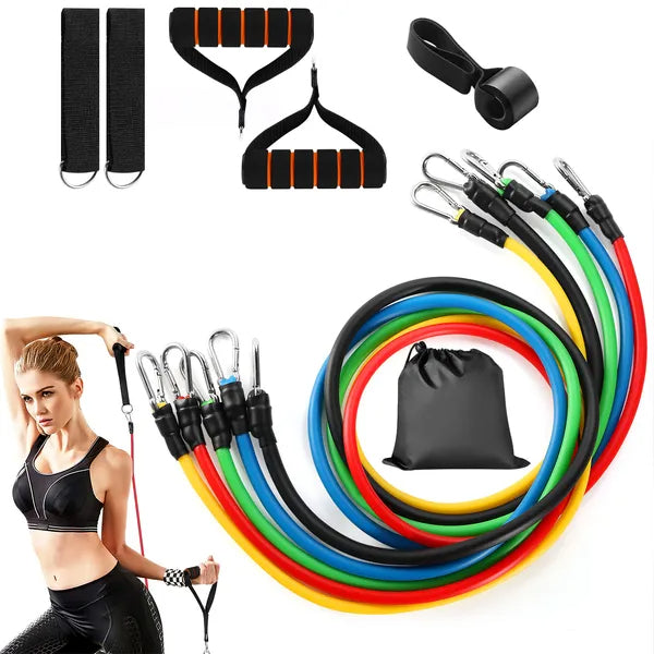 11-Pc Resistance Bands Set with Handles + Door Anchor