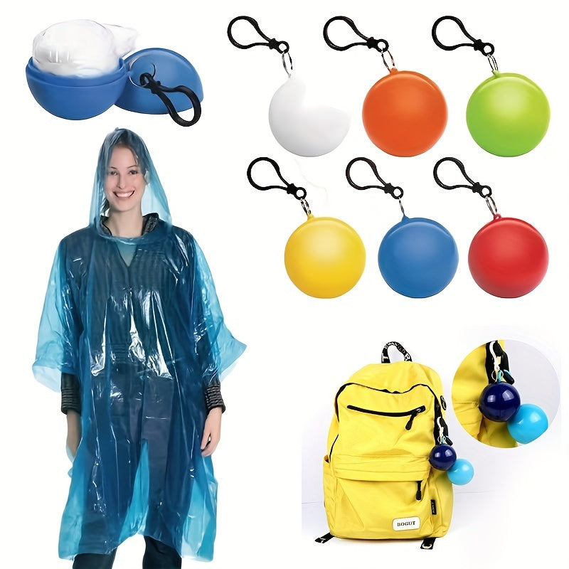 Disposable Rain Poncho Ball 2-Pack — Hooded, Colors Vary