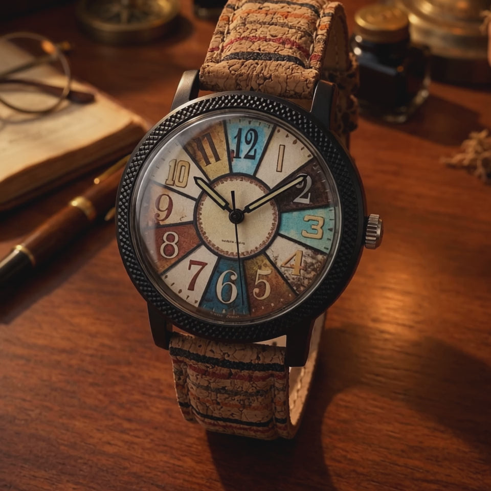 Vintage Leather Strap Quartz Watch — Classic Round Dial demo video