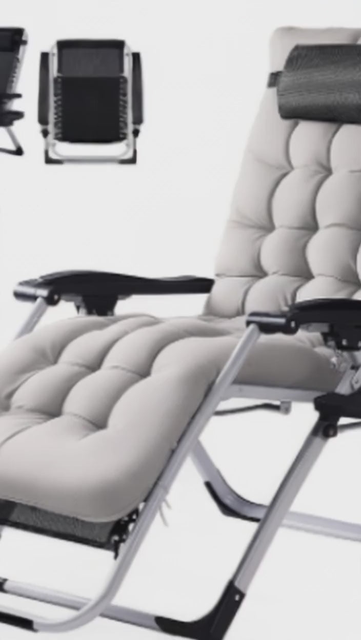 Zero Gravity Chair — Reclining Patio Lounge Chair with Cup Holder (Grey) demo video