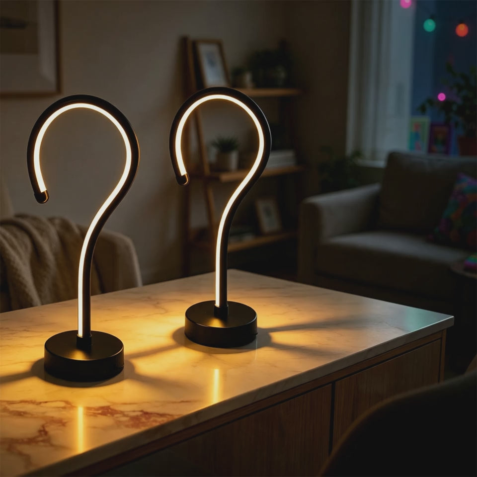 Question Mark Table Lamp 2-Pack — USB, 3-Color Dimming demo video